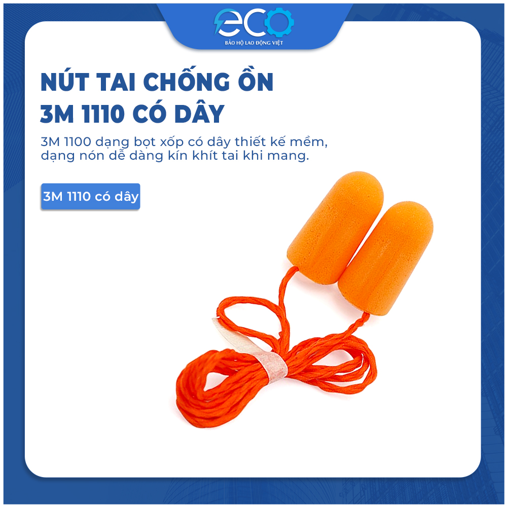 Nút Bịt Tai Chống Ồn 3M 1110 Có Dây Nút Bịt Tai Chống Ồn 3M 1110 Có Dây