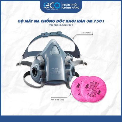 Bộ mặt nạ chống độc khói hàn 3M 7501 với tấm lọc 3M 2091