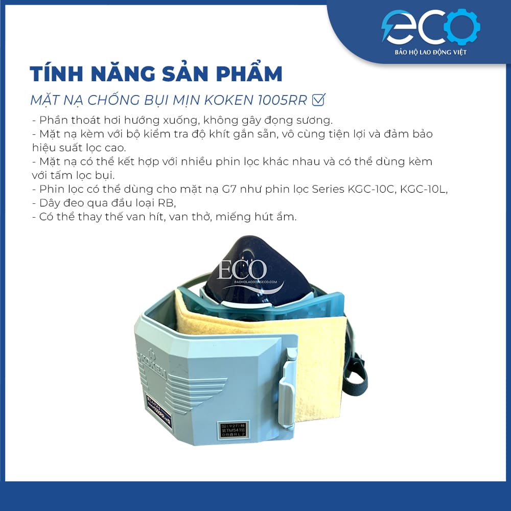Mặt Nạ Chống Bụi Koken 1005RR Hiệu Suất Lọc 99,3% Mặt Nạ Chống Bụi Koken 1005RR Hiệu Suất Lọc 99,3%