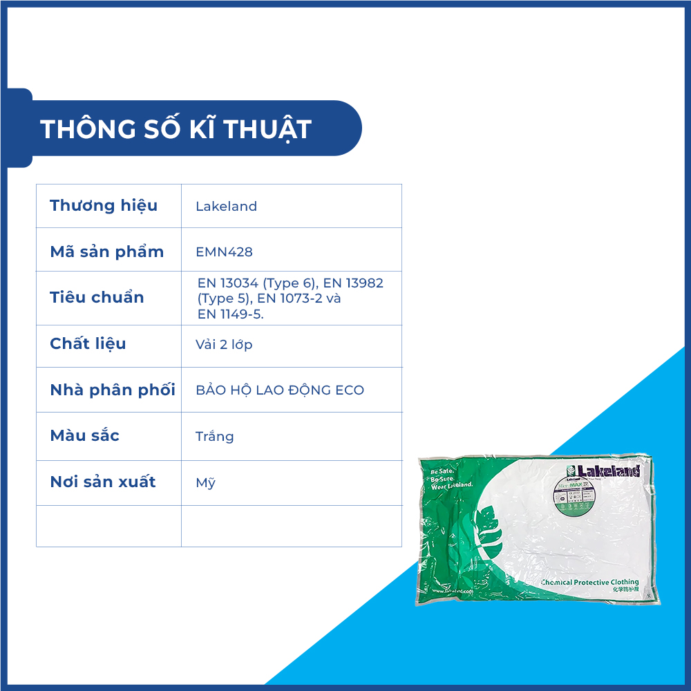 Quần áo phòng dịch chuẩn quốc tế Lakeland EMN428 Quần áo phòng dịch chuẩn quốc tế Lakeland EMN428