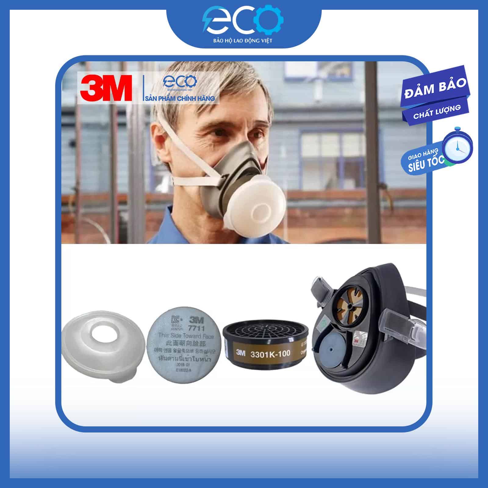 Bộ mặt nạ 3M 3100/3200 + Phin lọc 3301K-100 + Tấm lọc bụi 7711 + Nắp giữ 774 | Hàng chính hãng Bộ mặt nạ 3M 3100/3200 + Phin lọc 3301K-100 + Tấm lọc bụi 7711 + Nắp giữ 774 | Hàng chính hãng