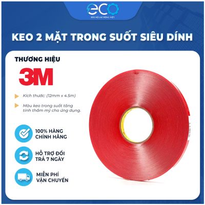 Băng keo cường lực 2 mặt trong suốt 3M 4910 (12mm x dài 4.5m) băng keo siêu dính, siêu cường lực
