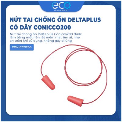 Nút tai chống ồn Deltaplus có dây Conicco200 37 dB phù hợp mọi loại tai