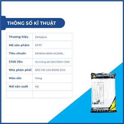 Quần áo chống hóa chất Deltaplus DT117 chính hãng