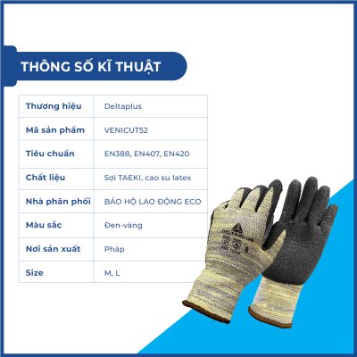Găng tay chống cắt, chịu nhiệt Deltaplus VENICUT52 nhập khẩu chính hãng pháp Găng tay chống cắt, chịu nhiệt Deltaplus VENICUT52 nhập khẩu chính hãng pháp