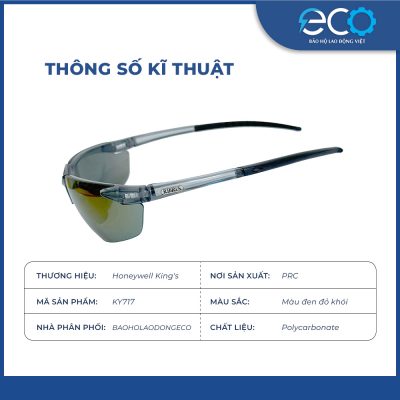 Kính bảo hộ Honeywell King's KY717 chống tia uv, chống bụi đi đường, chống tia bắn, giọt bắn