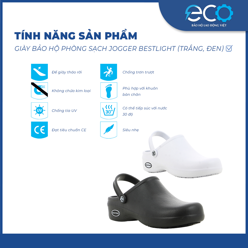 Giày bảo hộ phòng sạch Jogger Bestlight (Đen) chuyên dùng trong môi trường phòng sạch, nhà bếp, bệnh viện Giày bảo hộ phòng sạch Jogger Bestlight (Đen) chuyên dùng trong môi trường phòng sạch, nhà bếp, bệnh viện