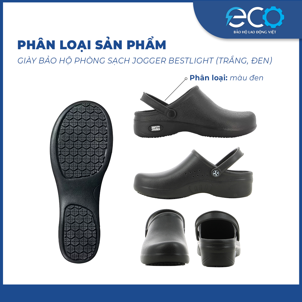 Giày bảo hộ phòng sạch Jogger Bestlight (Đen) chuyên dùng trong môi trường phòng sạch, nhà bếp, bệnh viện Giày bảo hộ phòng sạch Jogger Bestlight (Đen) chuyên dùng trong môi trường phòng sạch, nhà bếp, bệnh viện