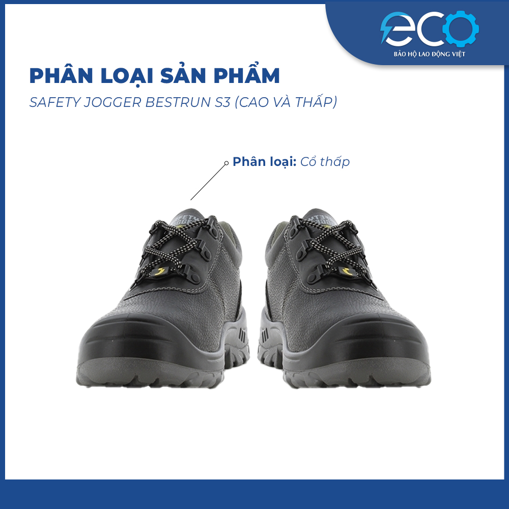 Giày bảo hộ Safety Jogger Bestrun S3 cổ thấp - chống đinh, chống trơn trượt, chống dầu, chống va đập Giày bảo hộ Safety Jogger Bestrun S3 cổ thấp - chống đinh, chống trơn trượt, chống dầu, chống va đập