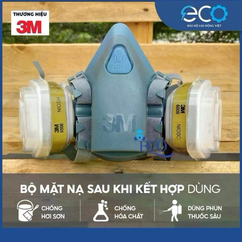 Combo (7 món) mặt nạ phòng độc 3M 7501, 7502 kết hợp phin lọc 3M 6006, tấm lọc bụi 5N11 cùng nắp giữ 501 Combo (7 món) mặt nạ phòng độc 3M 7501, 7502 kết hợp phin lọc 3M 6006, tấm lọc bụi 5N11 cùng nắp giữ 501