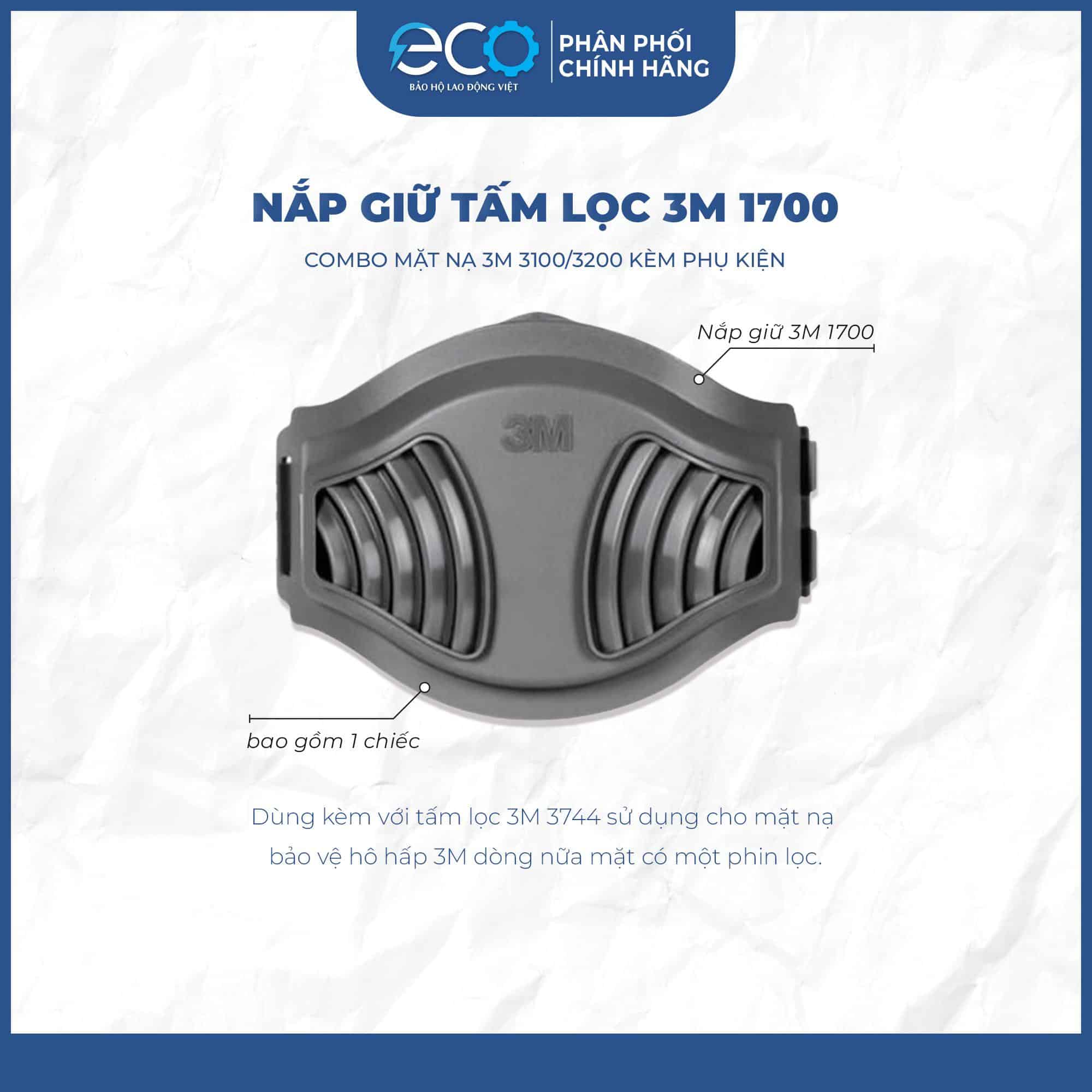 Mặt nạ phòng bụi 3M 3100/3200 kèm tấm lọc bụi 3M 1774 và nắp giữ tấm lọc bụi 3M 1700 Mặt nạ phòng bụi 3M 3100/3200 kèm tấm lọc bụi 3M 1774 và nắp giữ tấm lọc bụi 3M 1700