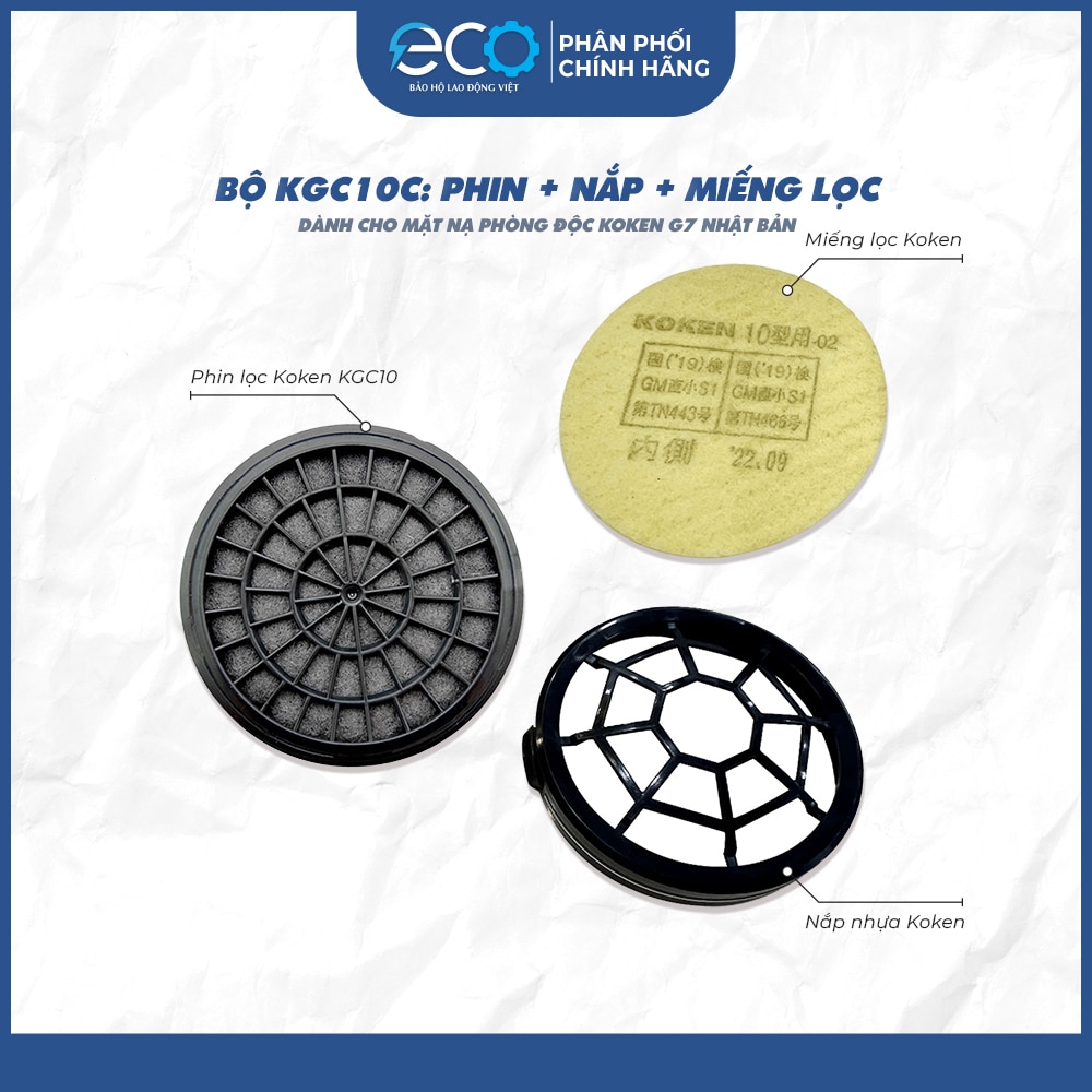 Combo 4 Món Mặt Nạ Koken G7 – Phun Sơn, Phun Thuốc, Chống Bụi, Hóa Chất Nhật Bản ( Phin Lọc KGC-10C )