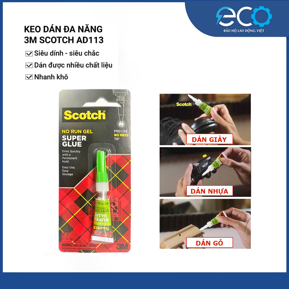 Keo 3M AD113 Super Glue 2g – Keo Dán Giày, Gỗ, Nhựa, Cao Su Siêu Dính – Gel Trong Suốt Không Chảy Keo 3M AD113 Super Glue 2g – Keo Dán Giày, Gỗ, Nhựa, Cao Su Siêu Dính – Gel Trong Suốt Không Chảy